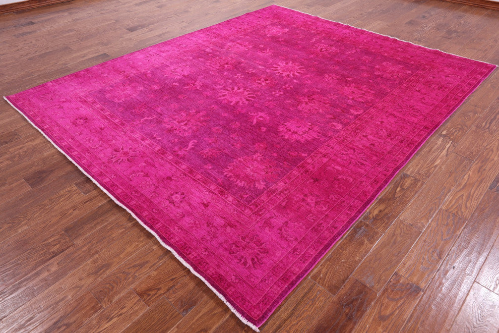 8' 0" X 9' 7" Overdyed Full Pile Handmade Wool Rug - Q12709