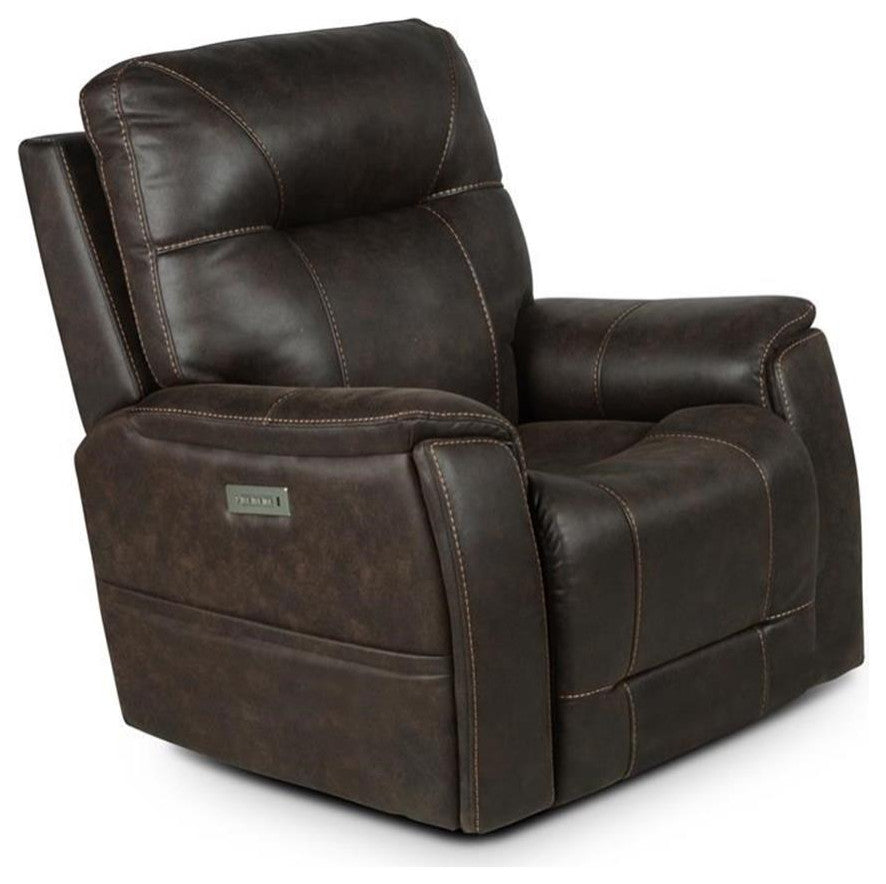 Bowery Hill Transitional Brown Faux Leather Power Media Recliner