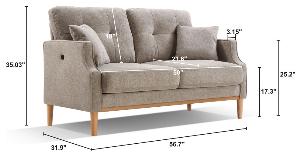 Gewnee Loveseats 2 Seater Sofa, Cream