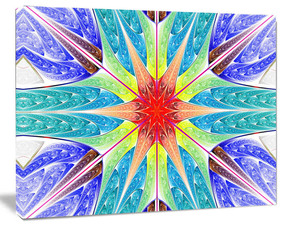 Extraordinary Fractal Blue Design, Oversized Abstract Canvas Art Print, 60x40