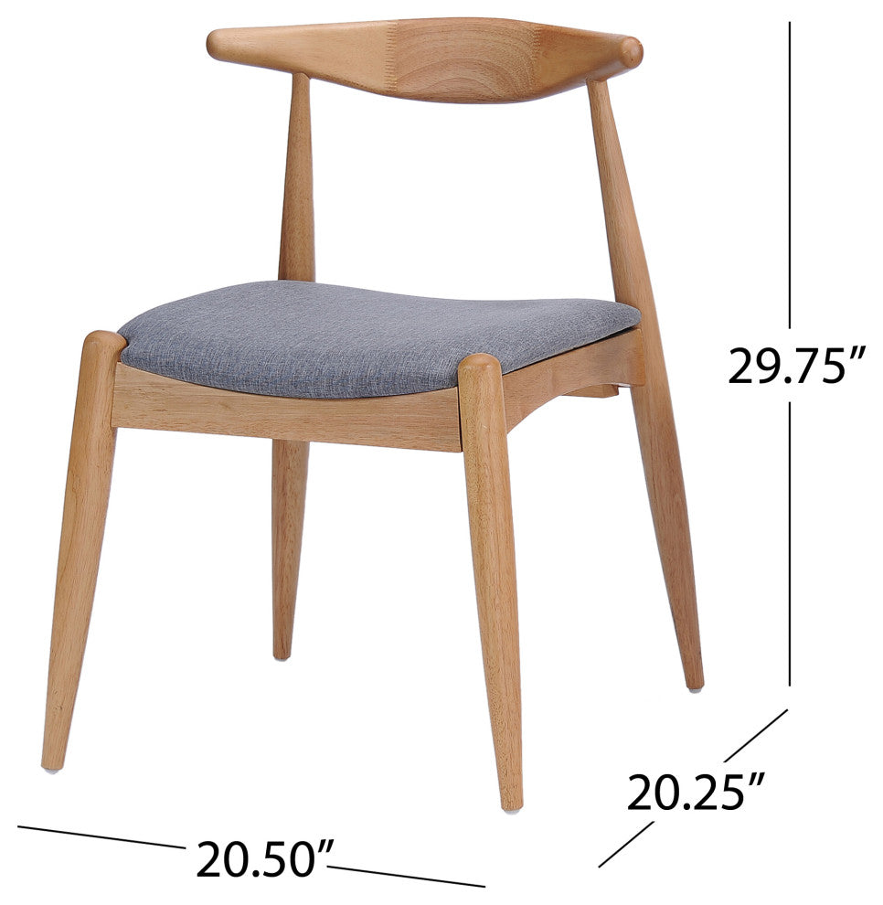 GDF Studio Sandra Mid-Century Modern Dining Chairs, Set of 2, Gray