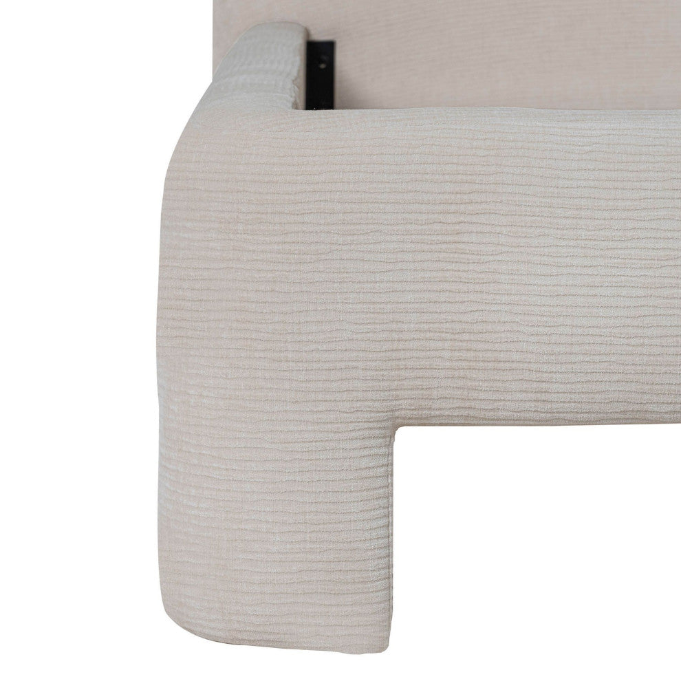 Nina Upholstered Platform Bed, Beige, Queen