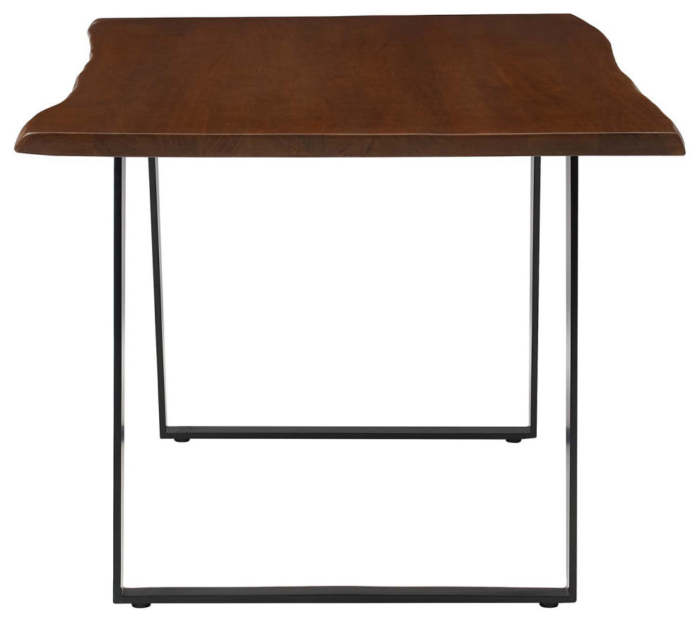 Astound 60" Live Edge Acacia Wood Dining Table, Black Walnut