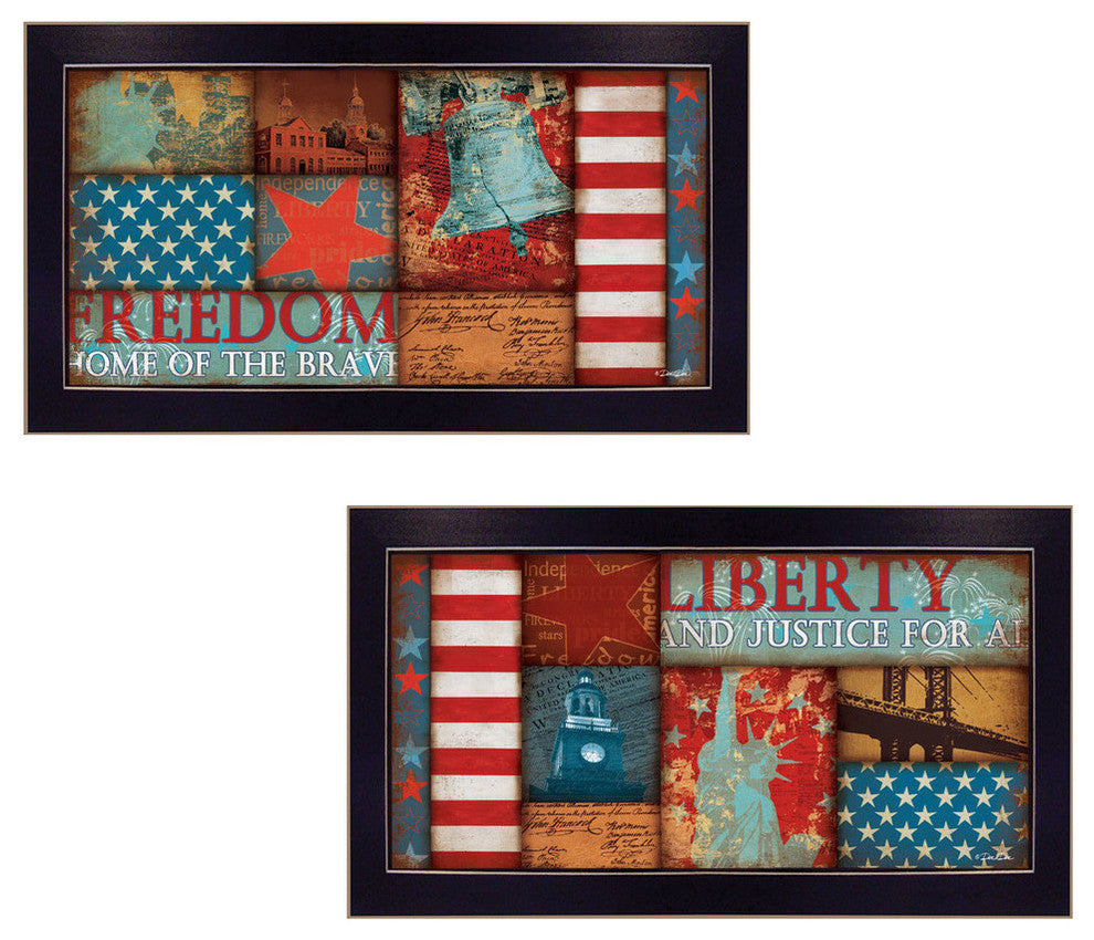"Liberty and Freedom" Collection By Marla Rae, Printed Wall Art, Black Frame
