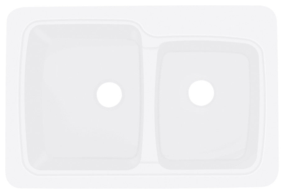 33"x22" Mount Self-Rimming Savannah Kitchen Sink, White