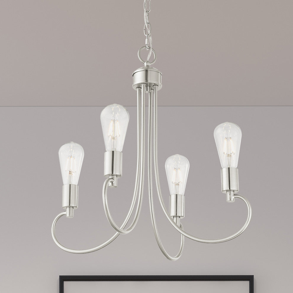 Livex Lighting Bari 4 Light Brushed Nickel Small Chandelier