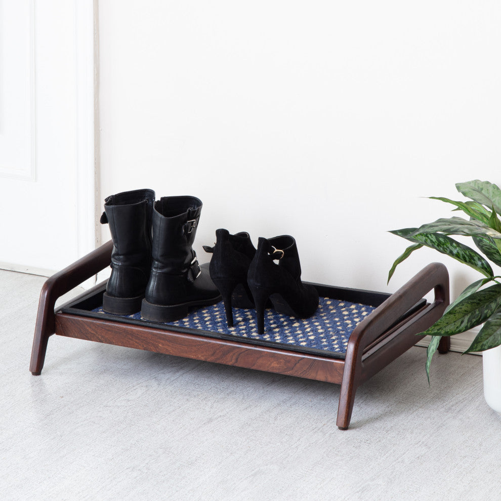Single-Tier Brown Stand With 2-Pair Rubber Boot Tray K.C. Whistle
