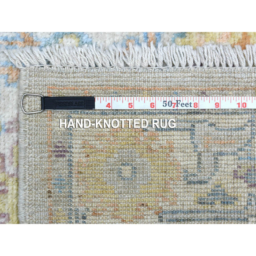 Afghan Angora Ushak Soft and Pliable Wool Hand Knotted Gray Runner Rug 2'8"x9'9"