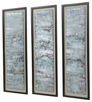Uttermost Ocean Swell Iron MDF Framed Prints - Black/Blue/Gold/Silver (Set of 3)