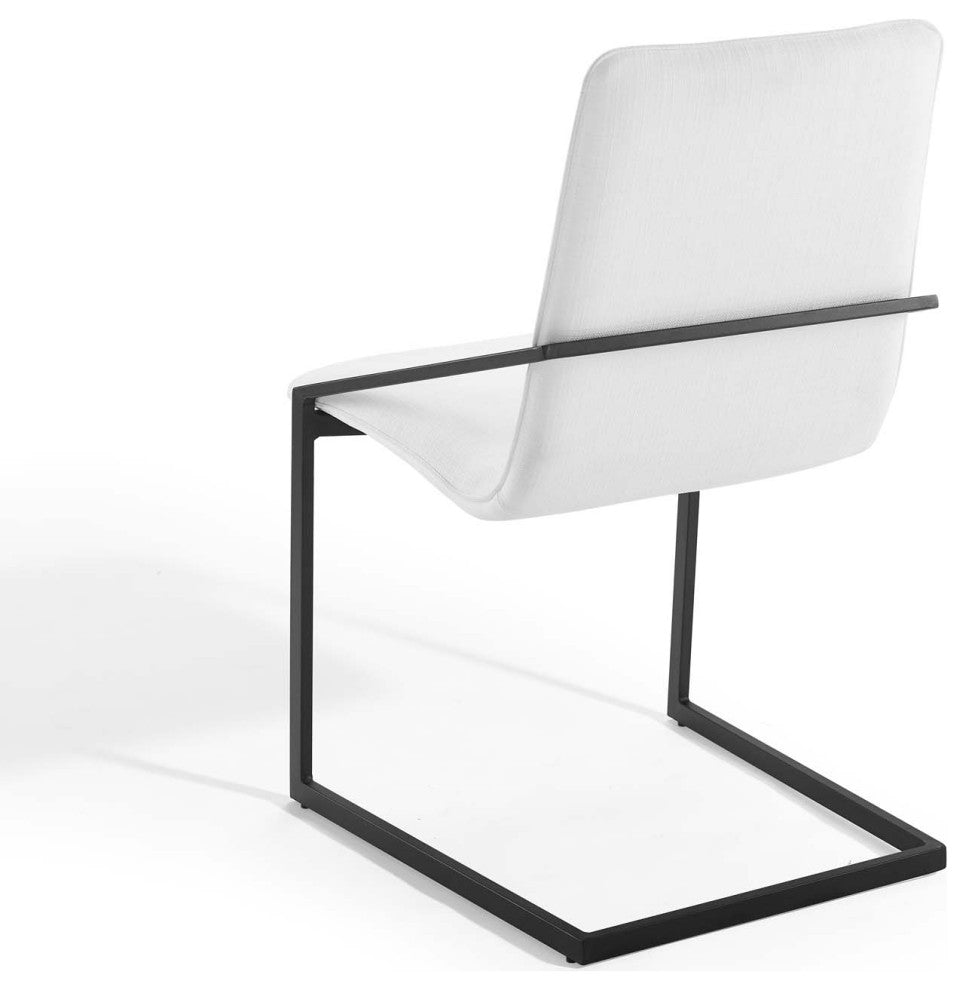 Side Dining Chair, Fabric, Metal, Black White, Modern, Cafe Bistro Restaurant