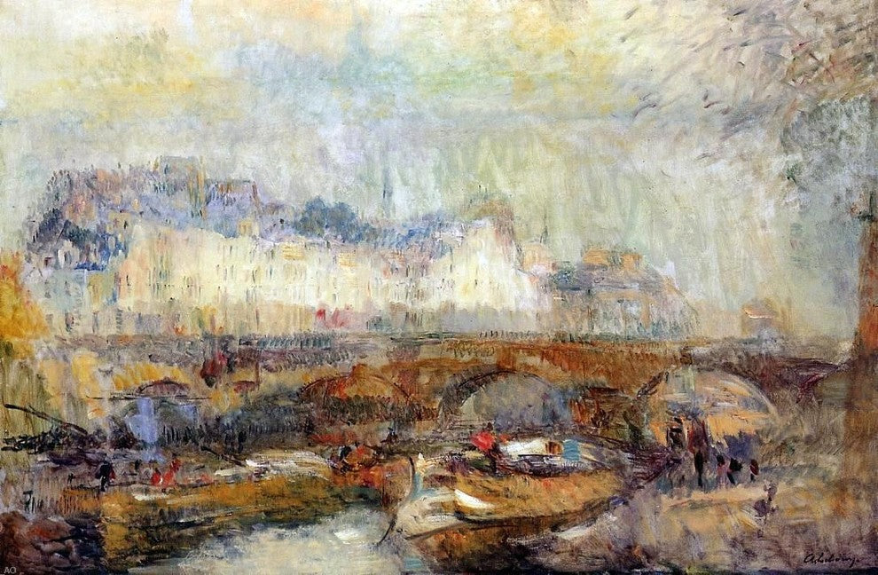 Albert Lebourg The Small Arm of the Seine at Pont Neuf Gallery Wrapped Canvas