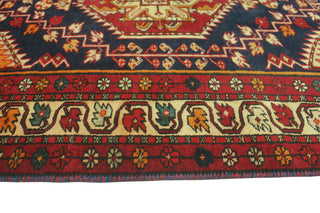 Fine Vintage Distressed Walbrydg Navy/Beige Runner, 3'7x10'6