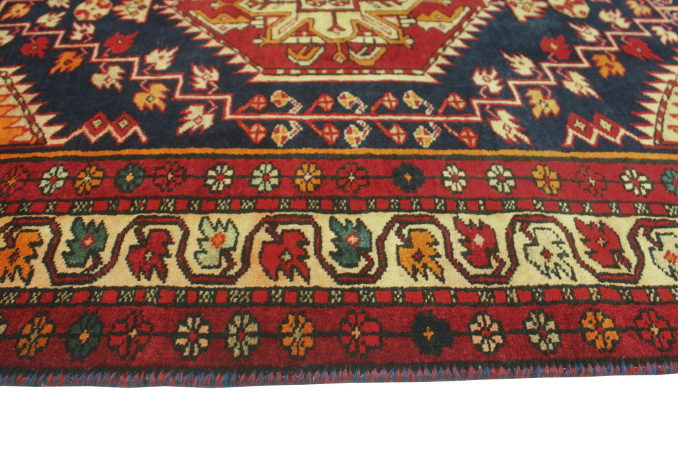 Fine Vintage Distressed Walbrydg Navy/Beige Runner, 3'7x10'6