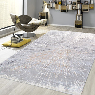 Starburst Power-Loomed White/Grey Area Rug, 9' X 12'