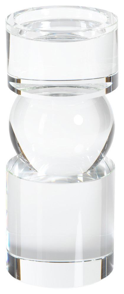 Renata 9.5" Tall Clear Crystal Pillar Candle Holder