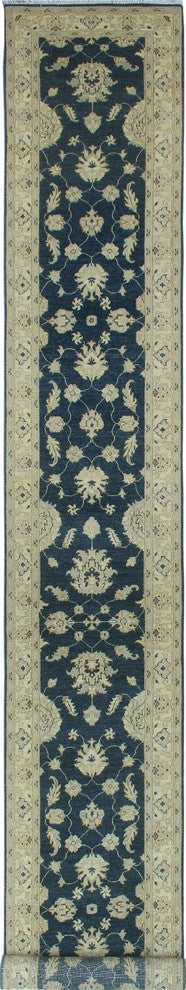 Yousafi Fine Chobi Malaak Gray and Beige Runner, 2''7x18''9