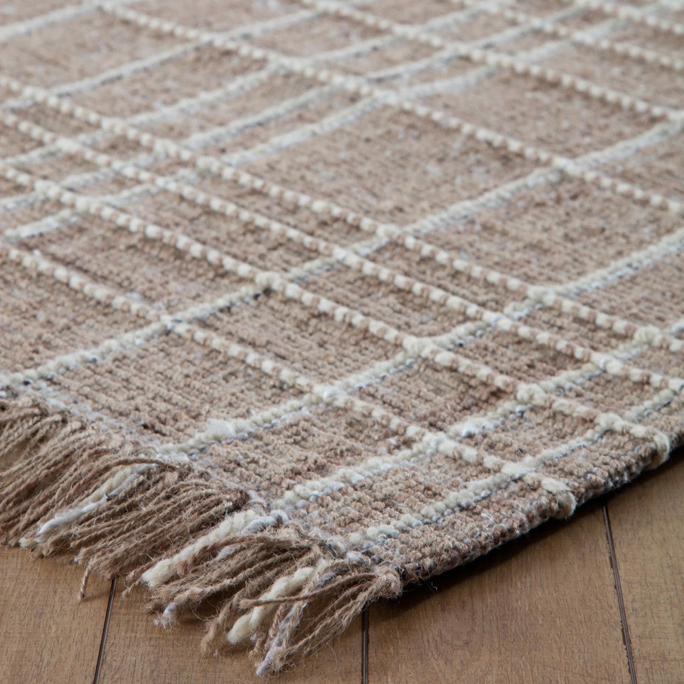 Okemah Jute and Ivory Wool Rug, 5'x7'