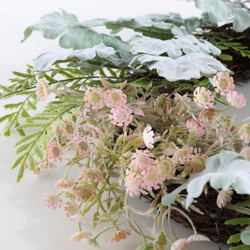 Safavieh Faux 21" Chrysanthemum and Dusty Miller Wreath