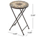 GDF Studio Sandor Outdoor Beige and Black Stone Side Table With Iron Frame