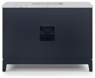 Elizabeth 48" Single Sink Carrara White Marble Vanity, Monarch Blue