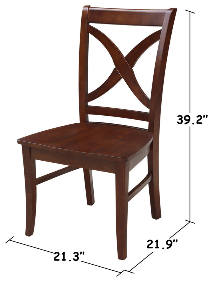 Set of Two Vineyard Curved X Back Chairs, Espresso