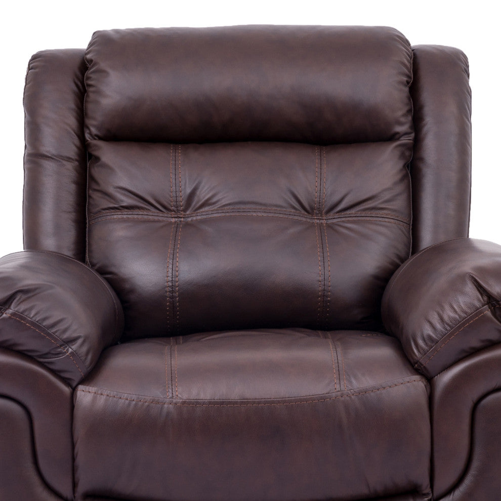 Marcel Manual Recliner Chair in Dark Brown Genuine Leather