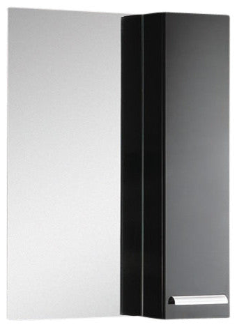 Fine Fixtures Atwood Mirror With Side Cabinet, Black, 24"