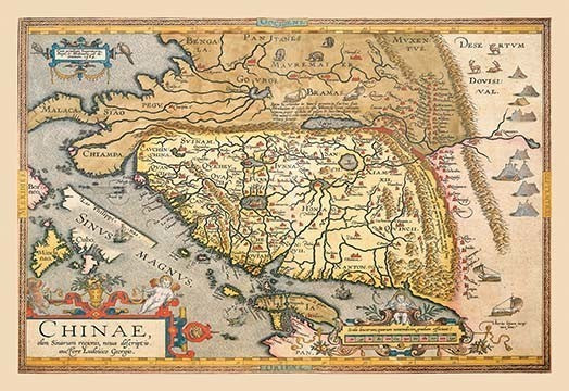 Map of Far East China - Fine Art Giclee Print 24" x 36"