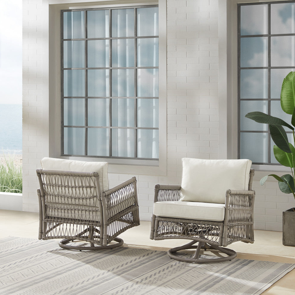 Thatcher 2Pc Wicker Swivel Rocker Outdoor Chair Set