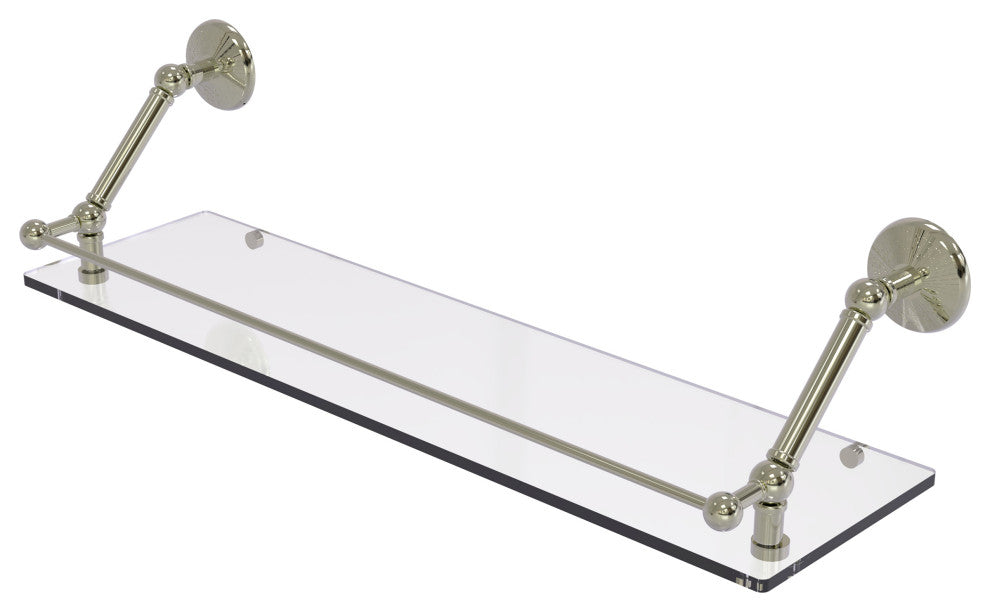 Prestige Monte Carlo 30" Floating Glass Shelf With Rail, Polished Nickel