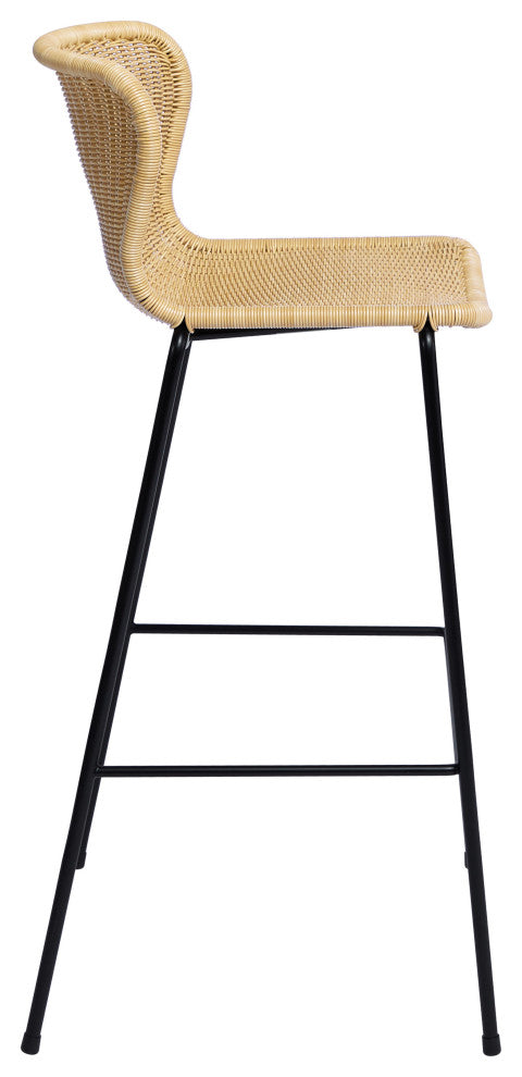 C603 Outdoor Bar Stool, Black Frame, Wheat Seat