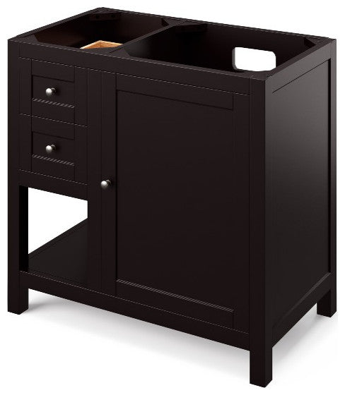 Astoria Transitional 36" Espresso Right Offset Sink Vanity, Steel Grey Cultured