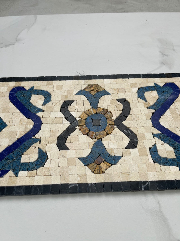 Royal Sapphire 7.1x17.3 Marble Mosaic Border Listello Tile Polished, 1 piece