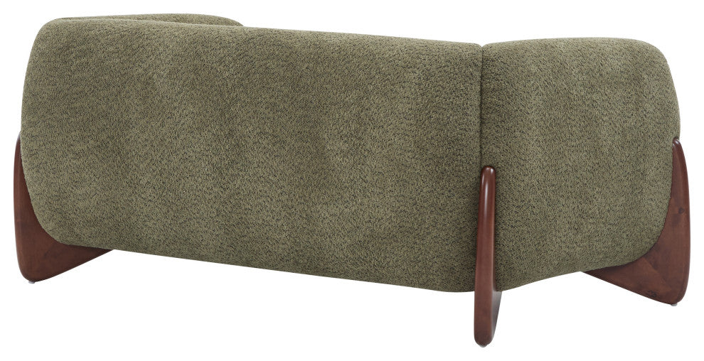 CKH 63" Upholstered Boucle Fabric Sherpa Loveseat, Olive Green