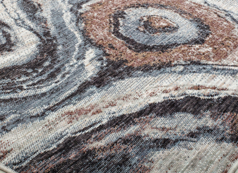 Jade River Reflection Abstract Contemporary Brown Recycled Area Rug, 2'6" X 4'