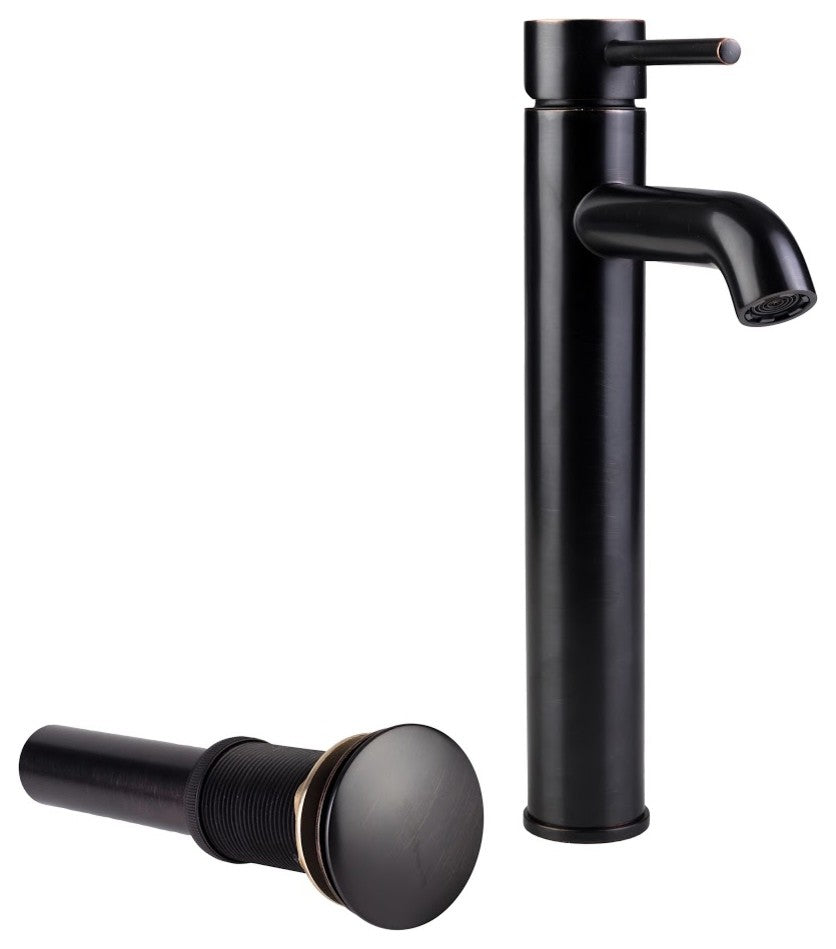 European Vessel Sink Faucet and Drain Set Oil Rubbed Bronze