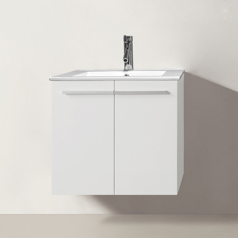 Midori 24" Single  Gloss White  Vanity Gloss White with Brushed Nickel Faucet