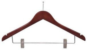 Wooden Anti-Theft Security Combo Hanger, Walnut/Chrome Finish, Box of 100