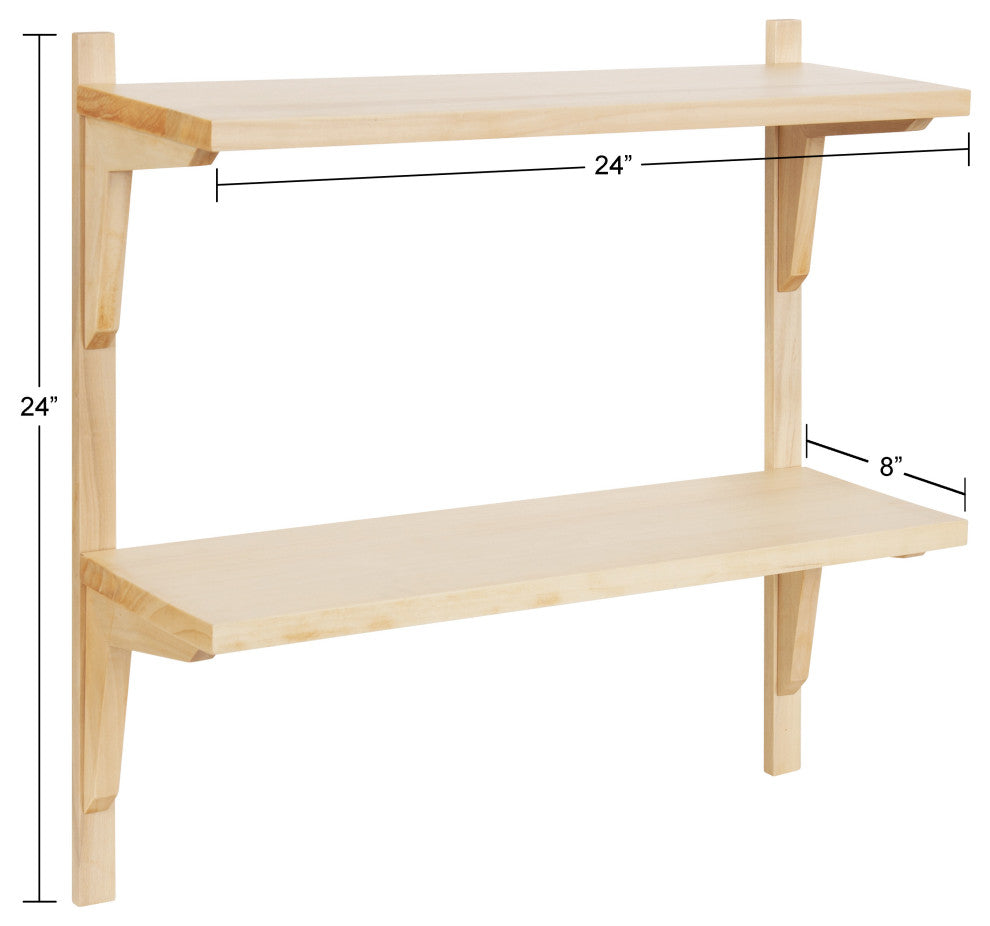 Meridien Wood Wall Shelf, Natural 24x8x24