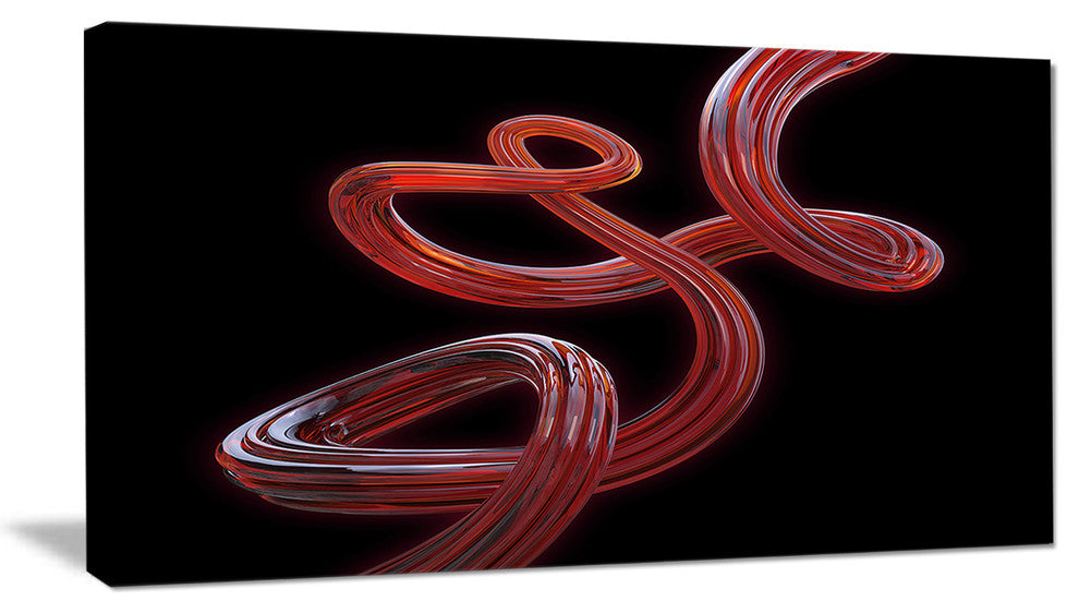 Flexible Caramel Line on Black, Abstract Canvas Art Print, 32"x16"