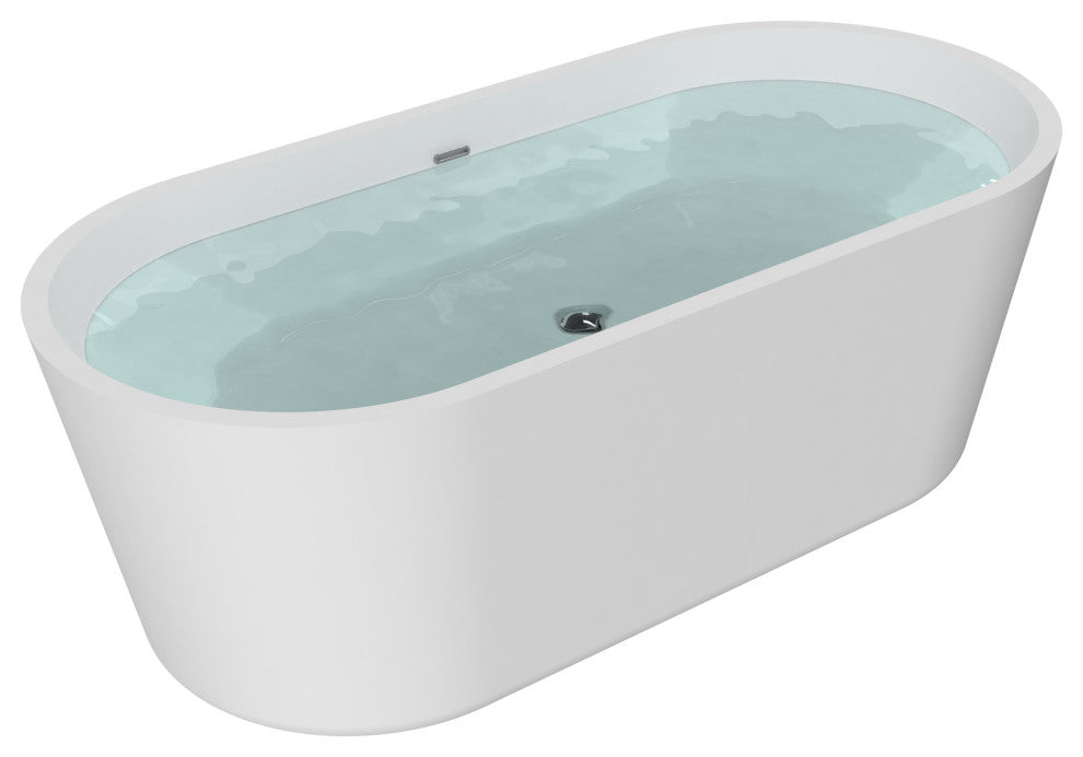 HEATGENE Acrylic Freestanding Bathtub Contemporary, 62 Inches