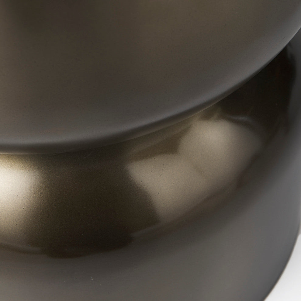 Catriona Dark Gold Metal Round Hourglass-Shaped Accent Table
