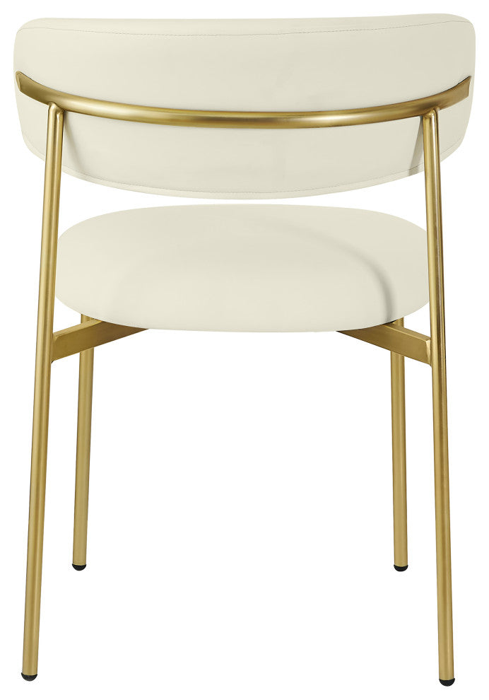Lupita Vegan Leather Dining Chair, Set of 2, Cream, Brushed Gold Finish