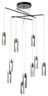 Exos 10-Light Mobile Pendant, Ink/Clear Glass, Standard Height