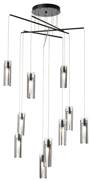 Exos 10-Light Mobile Pendant, Ink/Clear Glass, Standard Height