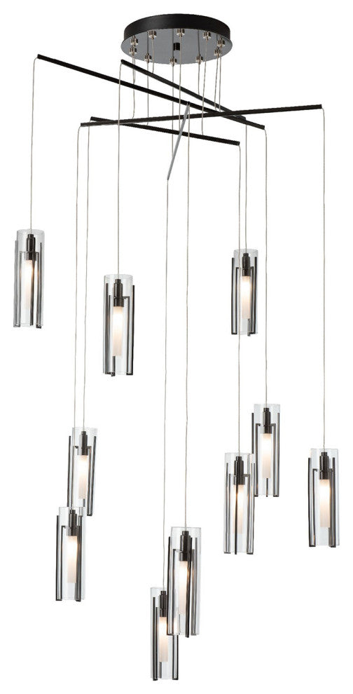 Exos 10-Light Mobile Pendant, Ink/Clear Glass, Standard Height