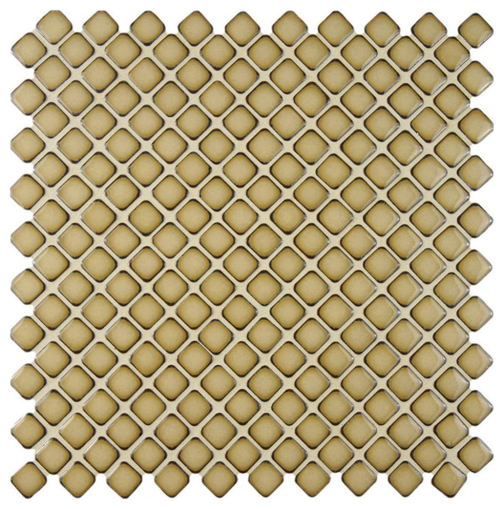 Hudson Diamond Porcelain Mosaic Floor and Wall Tile, Caffe, Sample