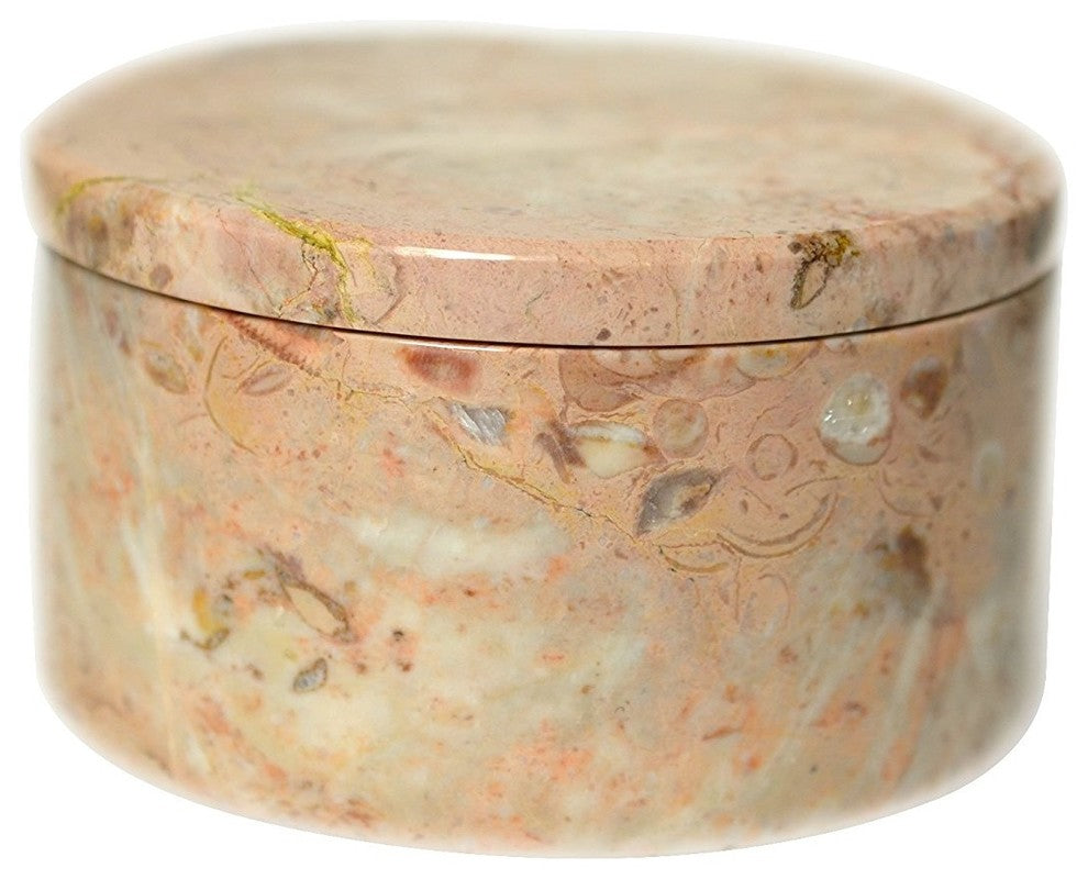 Polished Marble Bathroom Jar, Light Pink