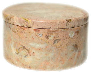 Polished Marble Bathroom Jar, Light Pink
