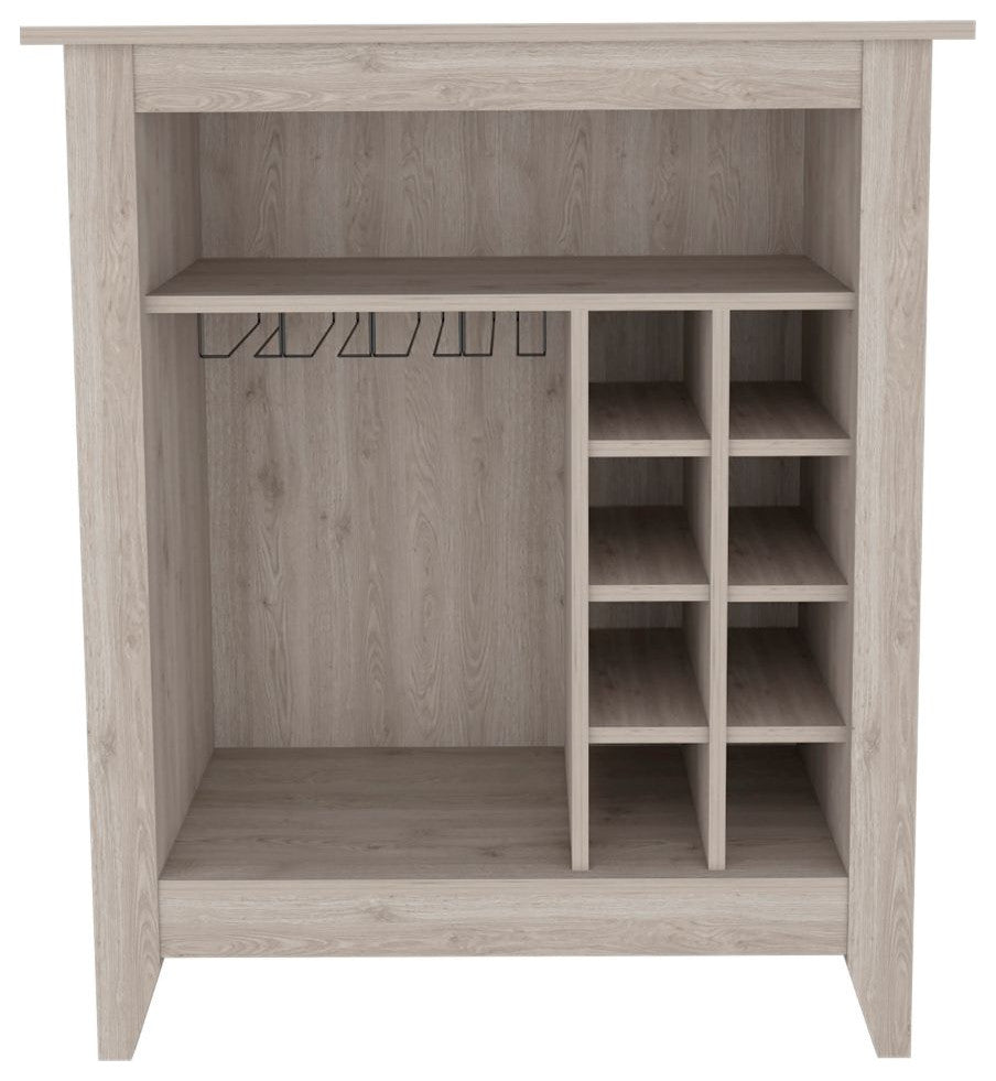 DEPOT E-SHOP Mojito Bar Cabinet,8 Wine Cubbies, Wine Rack,Open Shelf, Light Gray